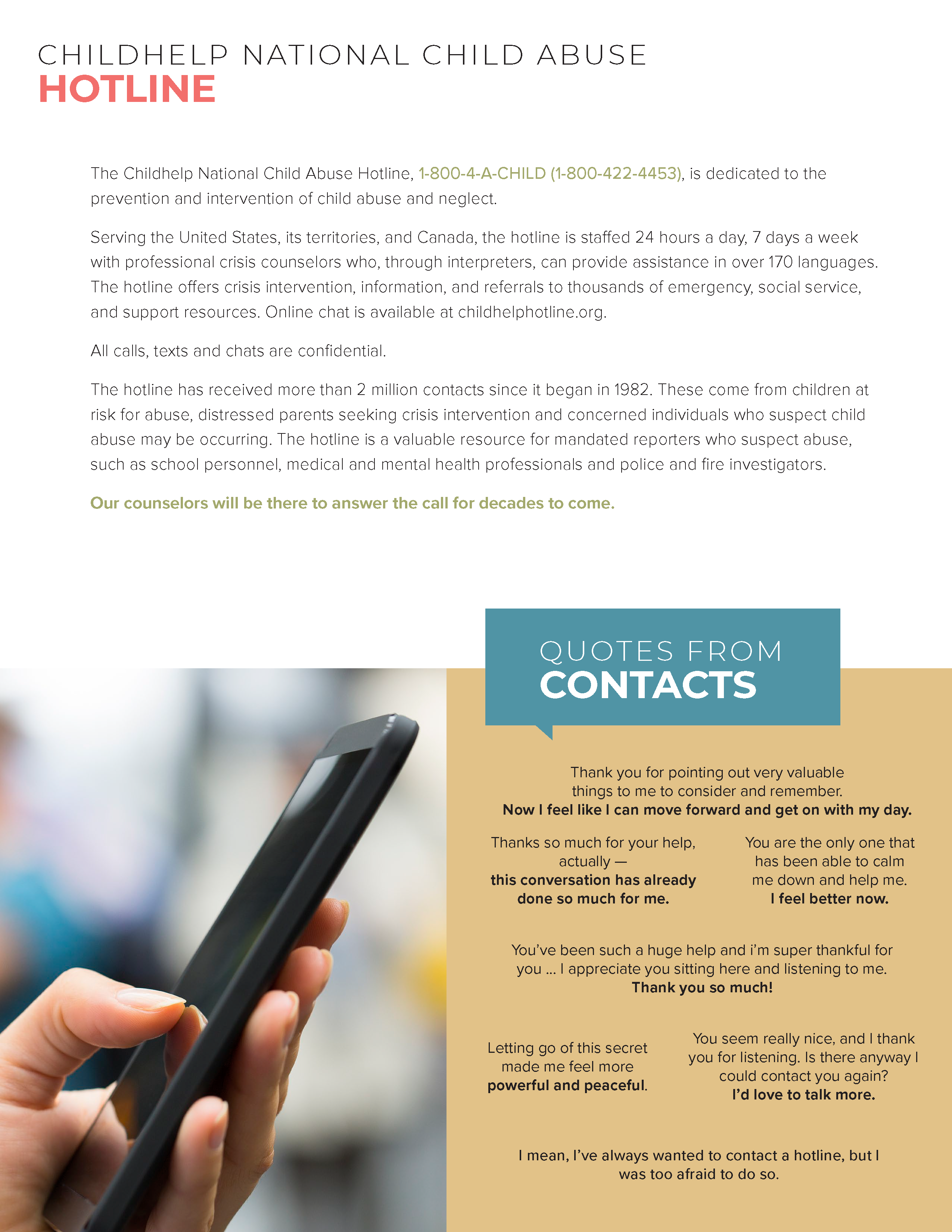 Childhelp National Child Abuse Hotline 2019 Impact Report